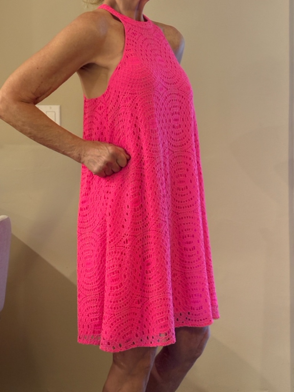 Lilly Pulitzer Hot Pink Crochet Halter Sundress - Picture 5 of 16